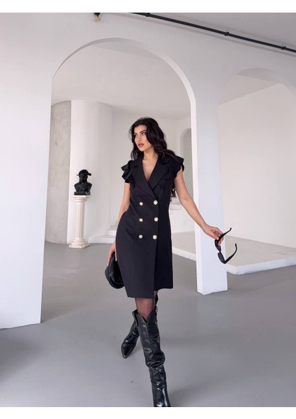 Kadın Kruvaze Yaka Fırfır Detaylı Elbise modelleri