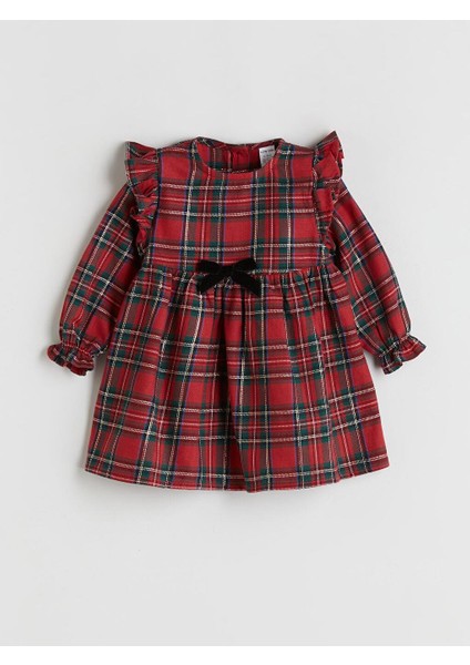 Bisiklet Yaka Ekose Kız Bebek Elbise (W5) modelleri