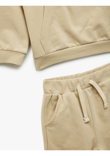 Dik Yaka Fermuar Detaylı Uzun Kollu Pamuklu Basic Eşofman Takımı fırsatları