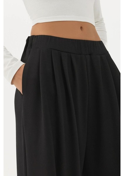 Kadın Modal Touch Pile Detaylı Geniş Paça Pantolon Black modelleri