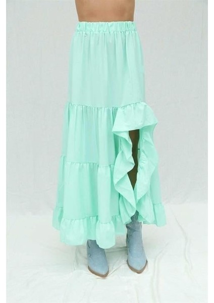 Audrey Fıfrlı Yırtmaç Detay Etek 4037 fırsatları