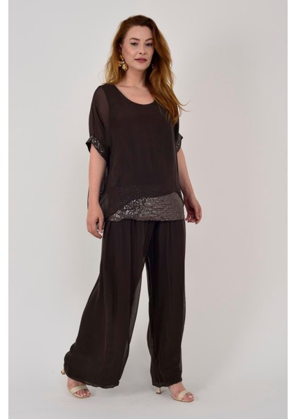 Italyan Yarasa Kollu Payetli Ipek Bluz modelleri