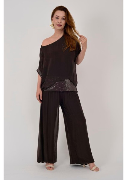 Italyan Yarasa Kollu Payetli Ipek Bluz indirimleri