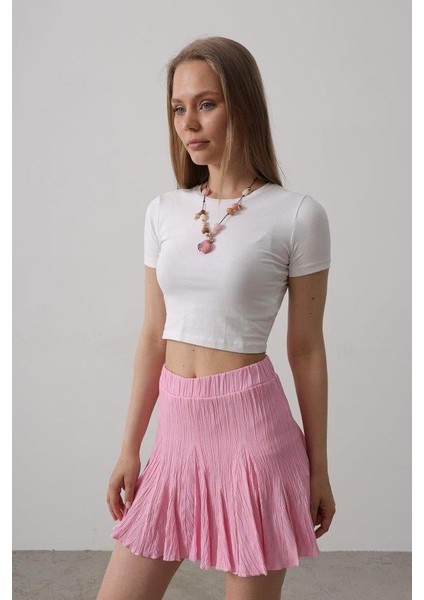 Beli Lastikli Mini Etek - Pembe fiyatları