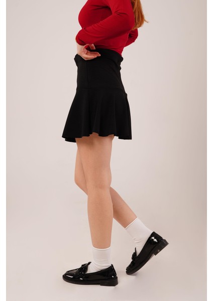 Içi Şortlu Siyah Mini Etek modelleri