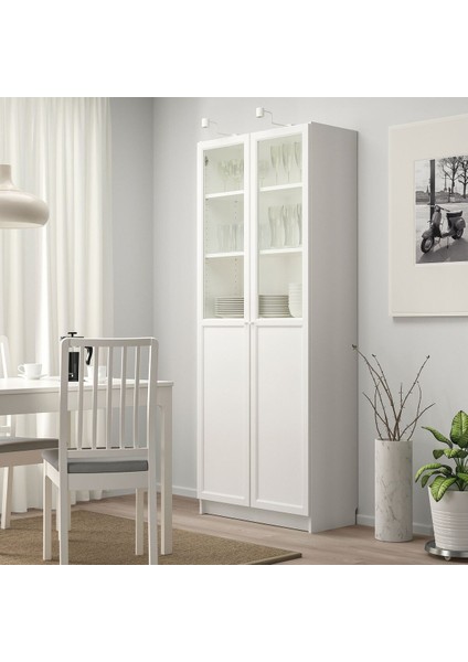 Cam/panel Kapaklı Kitaplık, Beyaz, 80X42X202 cm fiyatları