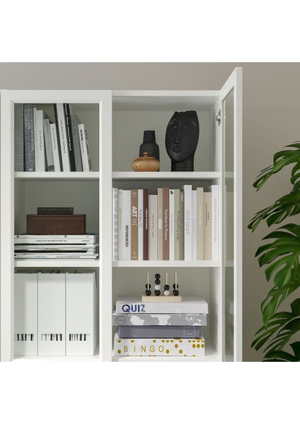 Cam/panel Kapaklı Kitaplık, Beyaz, 80X42X202 cm modelleri