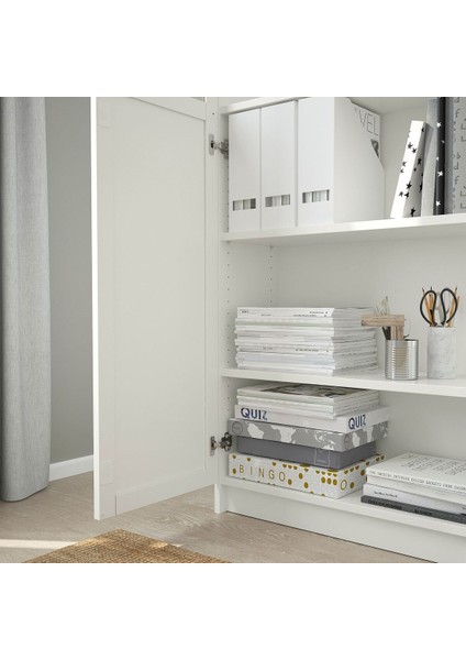 Cam/panel Kapaklı Kitaplık, Beyaz, 80X42X202 cm fırsatları