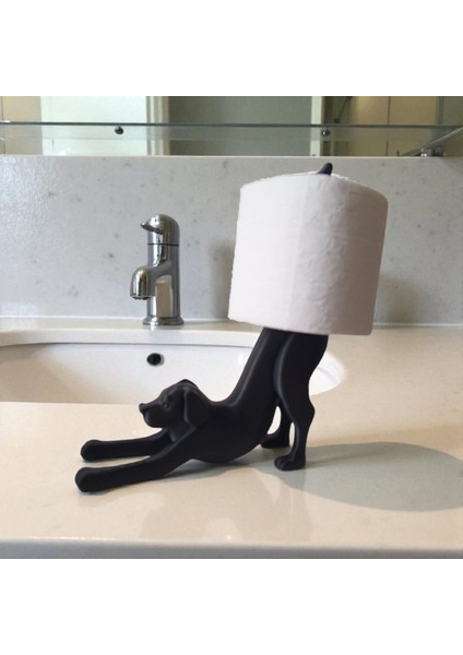 Ceresshop Dekoratif Köpek Tasarımlı Tuvalet Kağıdı Tutucu – Sevimli ve Şık Banyo Aksesuarı Siyah fırsatları