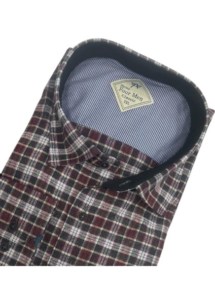 Klasik %100 Cotton Uzun Kollu Terletmeyen Kışlık Flanel Kumaş Çok Renk Gömlek (Regular Kalıp)