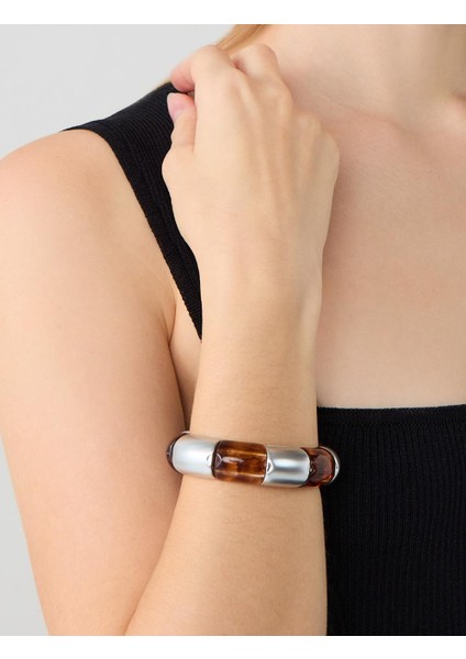 Kahverengi Renk Bloklu Bileklik