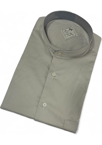Linen Keten Klasik %100 Cotton Uzun Kollu Terletmeyen Hakim Yaka Gri Gömlek (Regular Kalıp) fiyatları