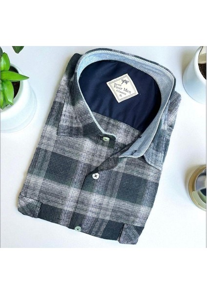 Klasik %100 Cotton Uzun Kollu Terletmeyen Kışlık Flanel Kumaş Çok Renk Gömlek (Regular Kalıp)