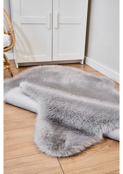 Reiki Gri - Kalın Peluş Halı | Yıkanabilir Süet Tabanlı