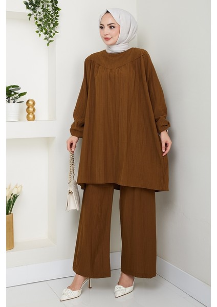 Tunik Pantolon Ikili Takım 1606 - Acı Kahve