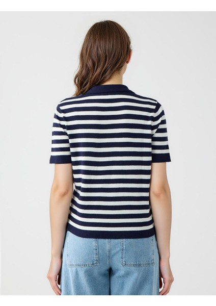 Lacivert Gömlek Yaka Dar Kesim Triko Tişört indirimleri