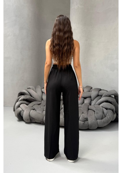 Kadın Yüksek Bel Wide Leg Bol Paça Rahat Kalıp Palazzo Pantolon