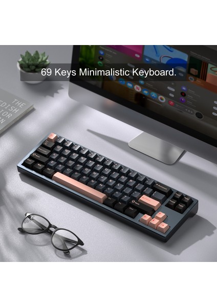 CAPTAIN72 68 Tuş Rgb Hot-Swap Cnc Kablolu Gasket Manyetik Siyah Gaming Klavye indirimleri