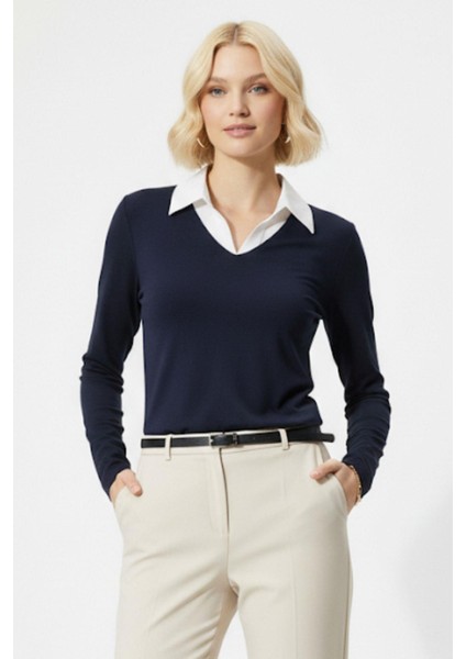 8198A Gömlek Yaka Bluz Laci