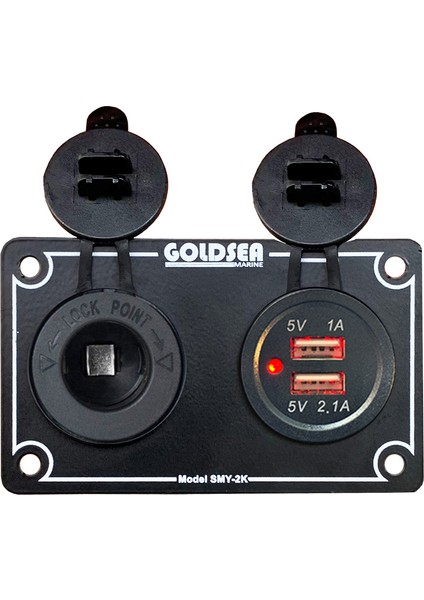 Marine Şarj + Usb Soketi Metal Çerçeveli 12-24V