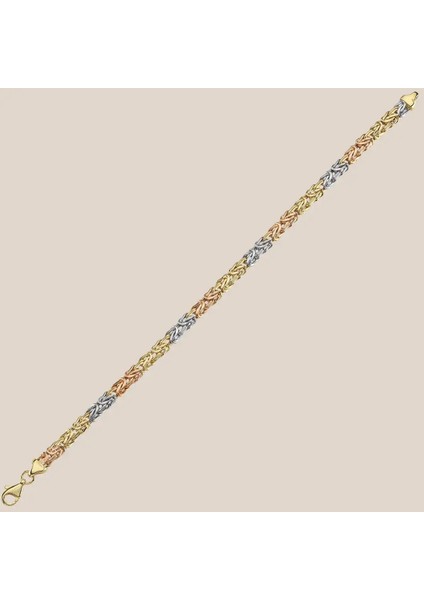 Üç Renkli Ezme Kral Altın Bileklik