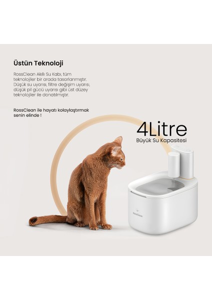 Kablosuz - Sensörlü- 4l Ultra Sessiz App Uygulamalı 60 Gün Kullanım Kedi Köpek Akıllı Su Kabı fırsatları