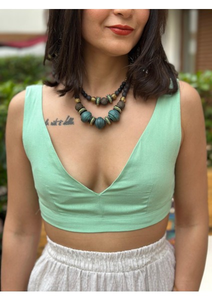 Kadın Arkası Lastikli V Yaka Büstiyer