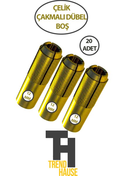 Çelik Çakmalı Dübel Boş 12MM 20 Adet fiyatları