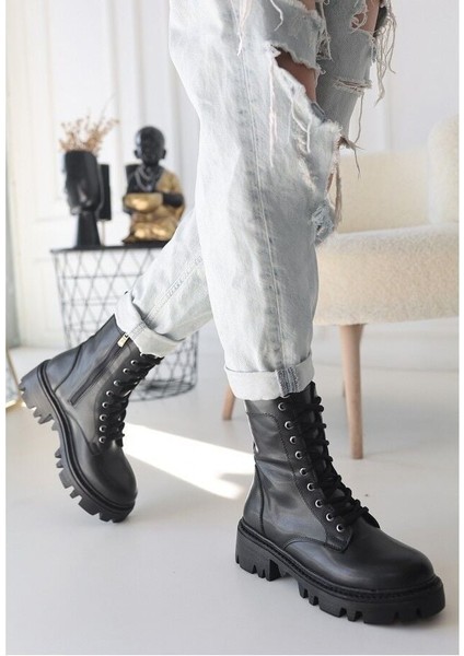 Siyah Cilt Bağcıklı Bot 258155 39 fiyatları