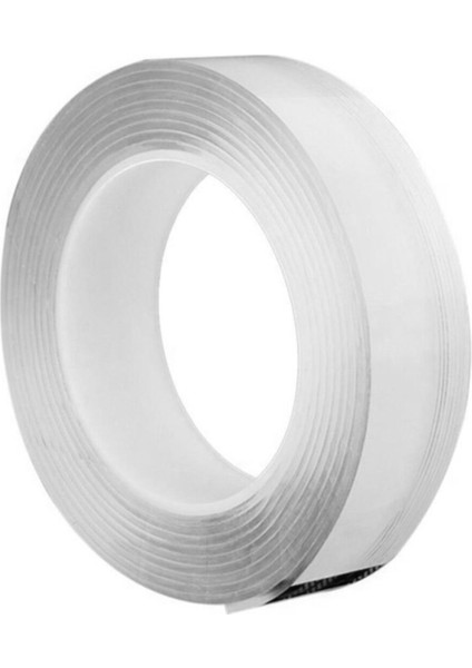 Güçlü Yapışkan Şeffaf Çift Taraflı Nano Silikon Bant 24 mm x 1 M Dayanıklı Kolay Yıkanabilir