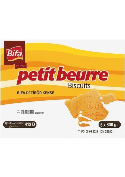 Petibör Kekse / Petit Beurre Bisküvi 800 gr x 5 Adet