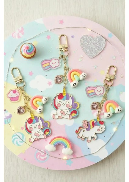 Bebek Unicorn Serisi Metal Figür Anahtarlık