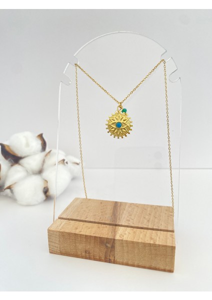 Doğal Mavi Taşlı Otantik Çelik Kolye fiyatları