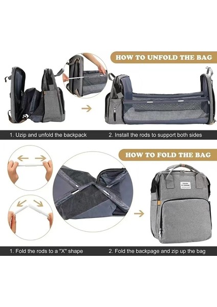 Taşınabilir Katlanır Cibinlik Karyolası Mumya Çantası Çok Fonksiyonlu Dışarı Hafif Büyük Kapasiteli Eğlence Omuzlar Anne ve Bebek Çantası (Yurt Dışından)