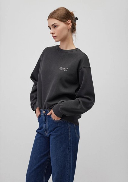 Mavi Logo Baskılı Antrasit Sweatshirt 1611656-82185