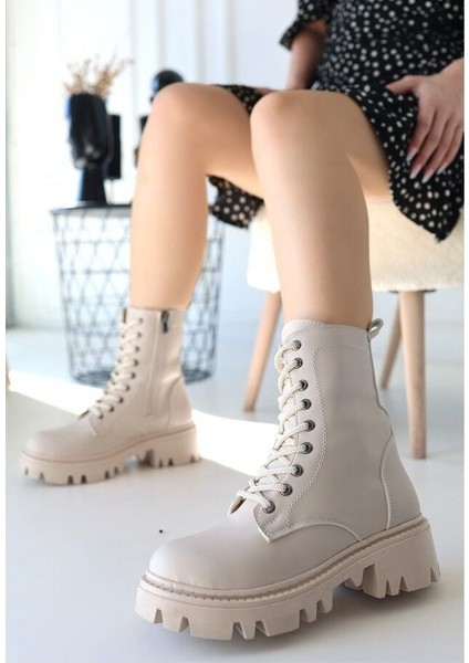 Bej Cilt Bağcıklı Bot 258154 38 fiyatları