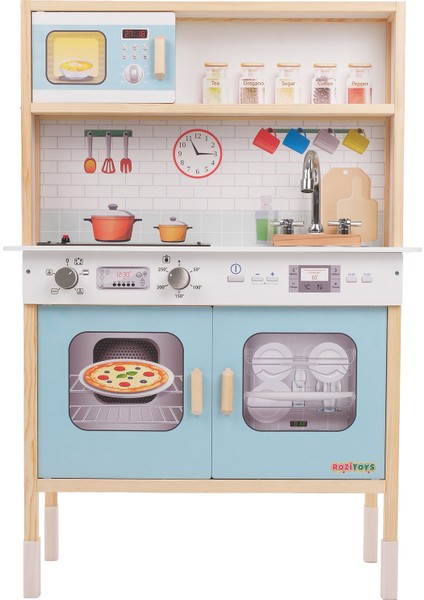 Ledli Ahşap Oyuncak Mutfak ~ Montessori Mutfak, Çocuk Mutfağı, Hediye Halı DBG102