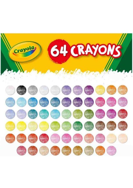 64 Colorful Crayons-Amerikan-Nontoxic-64 Renk Mum Boya Seti Kalemtıraş Hediyeli fiyatları