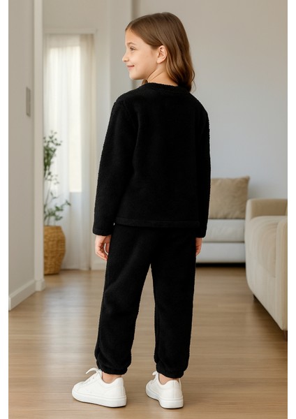 Kız - Erkek Çocuk Gülen Yüz Nakışlı Kışlık Peluş Takım AK4006 fırsatları