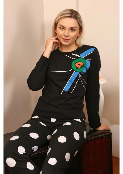 Kadın Uzun Kol Penye Pijama Takım Siyah fırsatları