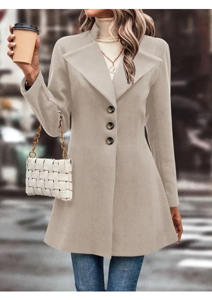 Eyesof Kadın Uzun Kollu Yakalı Önden Düğmeli Kısa Kaşe Kaban modelleri