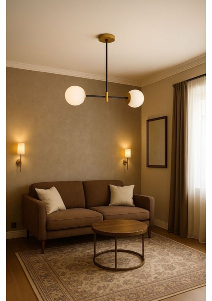 Lake 2li Siyah Kasa Gold Detaylı Avıze