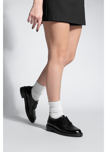 Kadın Bağcıklı Maskülen Çift Yüzlü Günlük Oxford Ayakkabı Sindo Siyah fırsatları