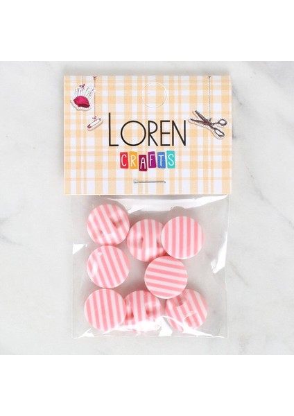 Loren Crafts 8'li Desenli Düğme - 1105