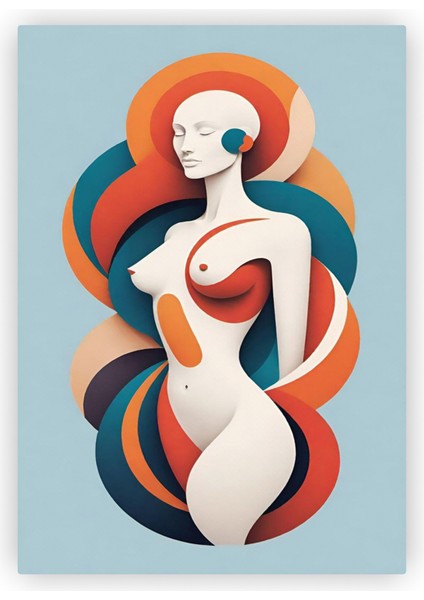 Female Body Beden Soyut İllüstrasyon Ahşap Poster 20X29 cm