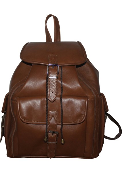 Hakiki Deri Açık Kahverengi Sırt Çantası 3 Cepli Model Kadın Erkek Kullanımlı indirimleri