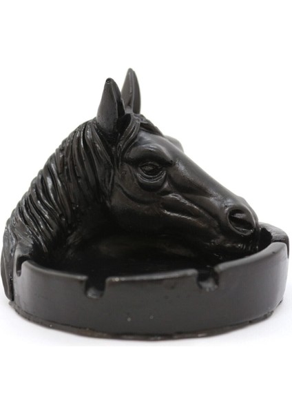 El Yapımı Beton At Başlı Küllük | Siyah Dekoratif Küllük | Hediyelik Eşya