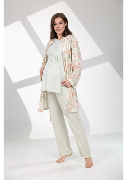 Pamuklu Kruvaze Yaka Lohusa ve Günlüğe Uygun Pijama Sabahlık Takımı fiyatları
