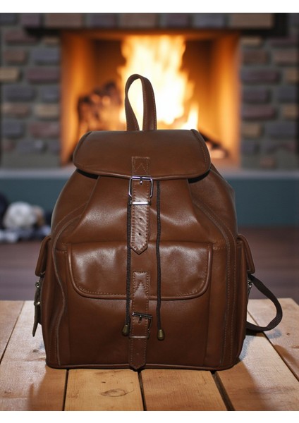 Hakiki Deri Açık Kahverengi Sırt Çantası 3 Cepli Model Kadın Erkek Kullanımlı fiyatları
