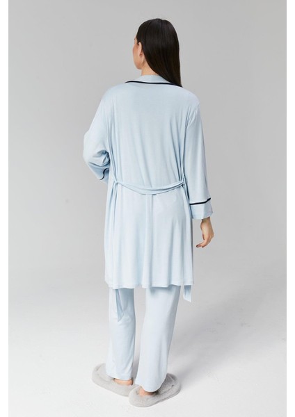 Pamuklu Kruvaze Yaka Lohusa ve Günlüğe Uygun Pijama Sabahlık Takımı indirimleri